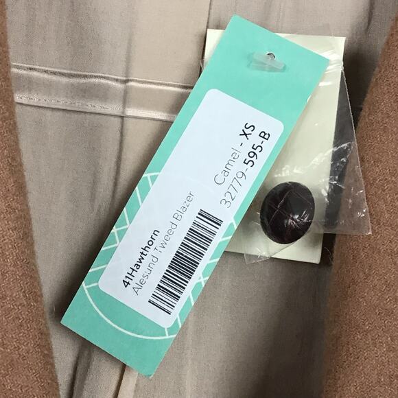 41 Hawthorne Stitch Fix Alesund Tweed Blazer Elbow Patch XS Camel Tan NWT NEW - Picture 7 of 12